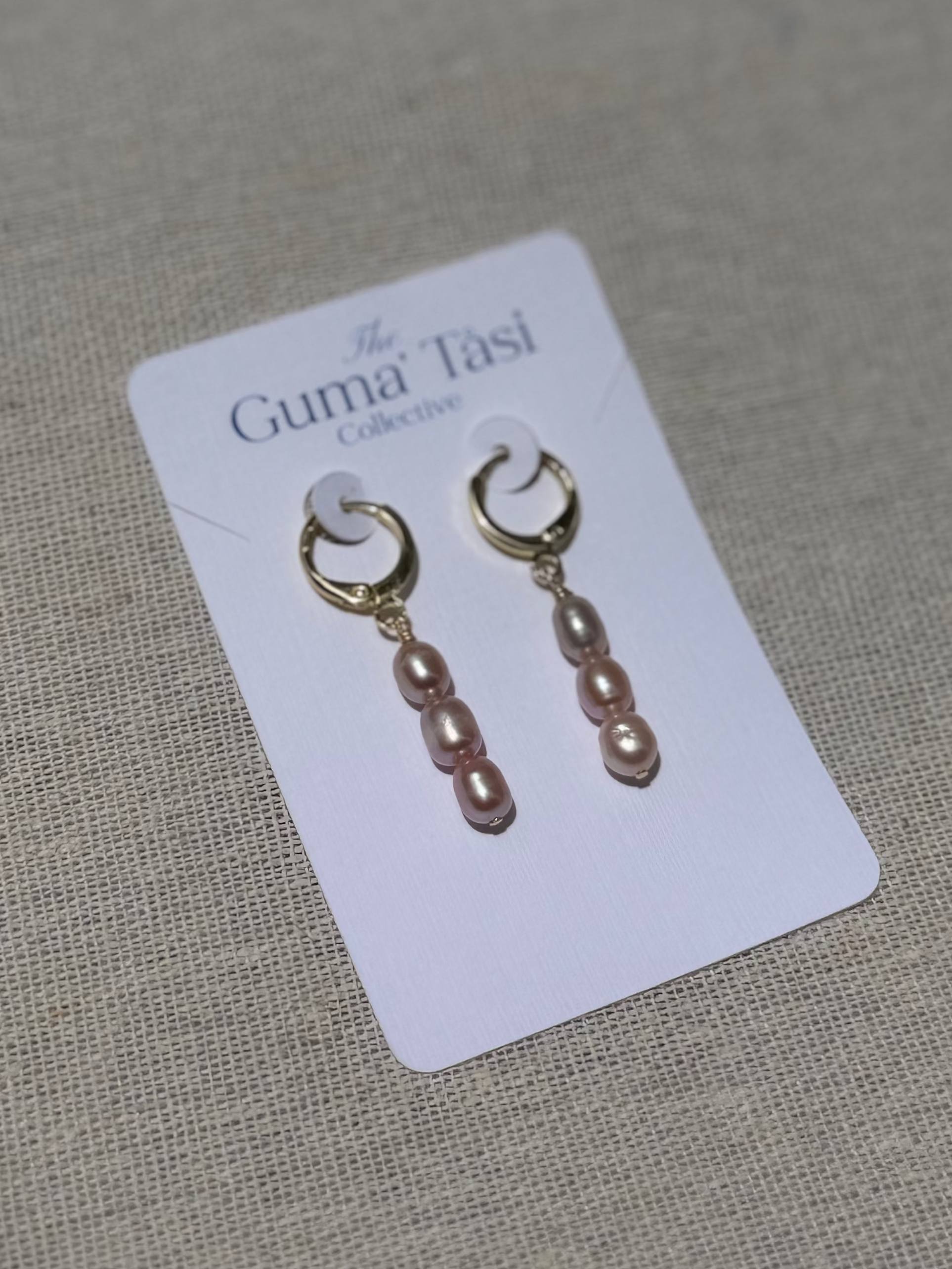 Pink Freshwater Pearl Huggie Earrings