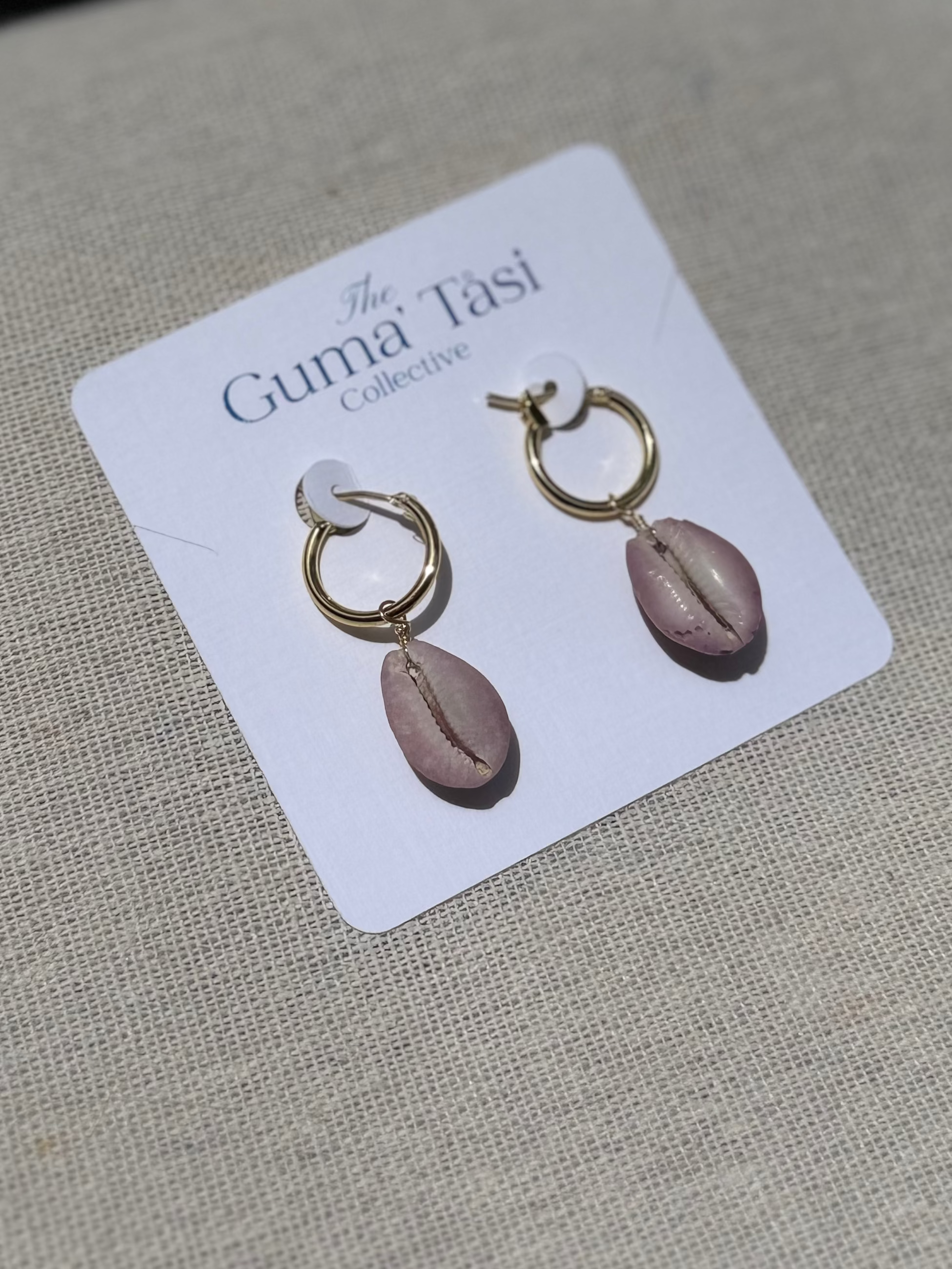 Purple Cowrie Hoops
